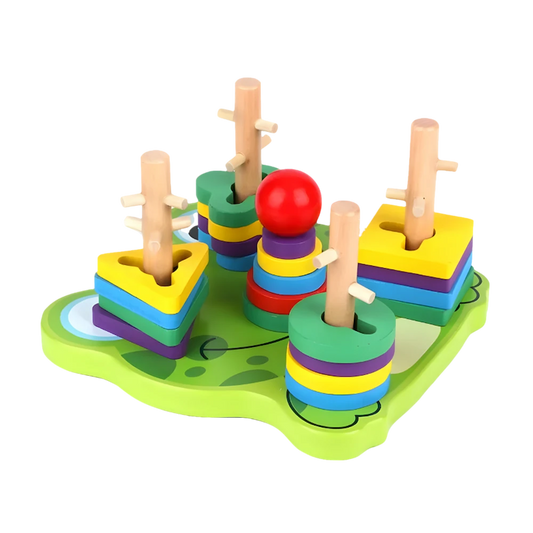 Difficulty Frog with Wooden Lacing Geometric Figures