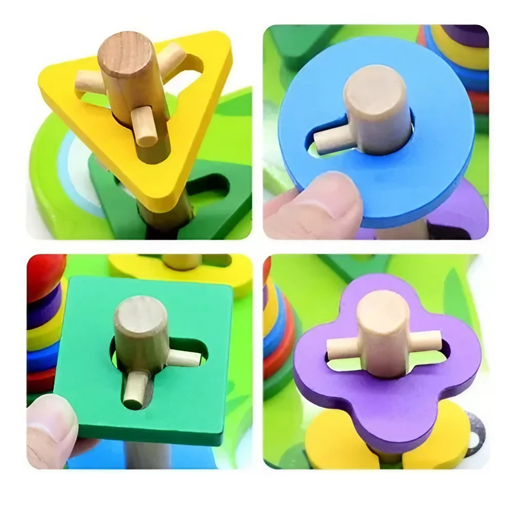 Difficulty Frog with Wooden Lacing Geometric Figures