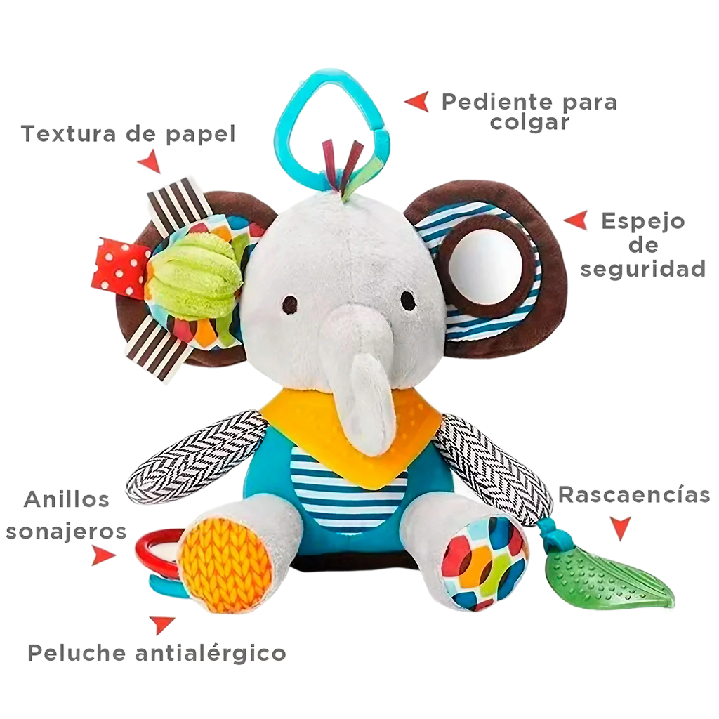 PELUCHE SENSORIAL - SONAJERO CON MORDEDOR PARA BEBE